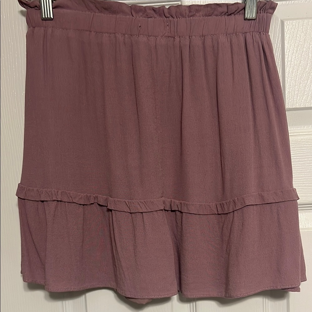 Flirty Mauve Pink Mini Skirt/Skort by Wishlist Lg 28” Elastic Waist lined EUC